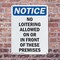 Signmission No Loitering Allowed On Or In OSHA Notice Sign, Aluminum, 10in W x 14in L, 2PK OS-2PACK-NS-A-1014-V-14685 - alternate 2